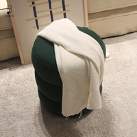 Tabouret ottoman en peluche vert foncé rond personnalisé chaise de maquillage forme cylindre empilé intérieur maison Laisure Pouf