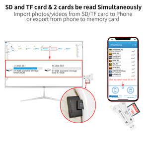 Lecteur de carte SD TF 4-en-1 OTG haute vitesse USB C <span class=keywords><strong>Micro</strong></span> USB a Lecteur de carte mémoire pour iPhone Téléphone Android Tablette Ordinateur portable PC <span class=keywords><strong>Mac</strong></span> - Product Image 5