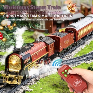 Đồ chơi tàu hỏa Giáng sinh cổ điển điều khiển từ xa, tàu hỏa hơi nước điện, có chức năng khói, đường ray, chất liệu nhựa ABS kim loại, bộ đường sắt thân thiện với trẻ em - Product Image 2