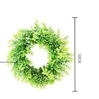 Guirlande en herbe artificielle, couronne de feuilles réalistes en plastique, décoration de Noël pour l'intérieur et l'extérieur, porte, mur, verdure artificielle