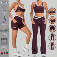 Ensembles de vêtements de sport pour femmes grandes tailles, 5 pièces, vêtements de yoga et de gym, spandex/nylon, extensible dans quatre directions, respirant, taille élastique