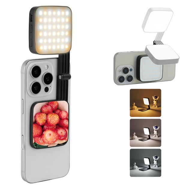 Vloglite M42 Magnetic Selfie Portable Charger LED Fill Light Compatible with Mag Safe,Included Sticky Ring for Phones