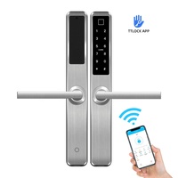 Kartu IC RFID kata sandi Digital, pengunci sidik jari biometrik Remote Wifi cerdas untuk rumah kayu Hotel aluminium Data Cloud