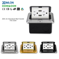 Prise de sol escamotable OEM pour comptoir de cuisine avec USB, IP44, 20A, 125V, norme américaine