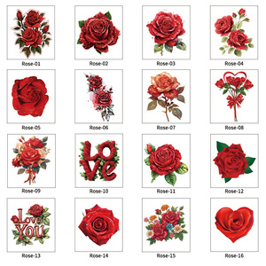 Autocollants de <span class=keywords><strong>tatouage</strong></span> temporaire rose rouge, imperméables, résistants à la transpiration, tatouages floraux réalistes pour femmes - Product Image 6