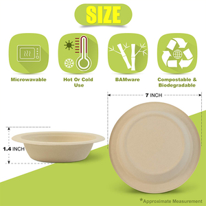 Bol de table en fibre de bambou naturelle, biodégradables, jetable, forme ronde, bon pour les micro-ondes, écologique - Product Image 5
