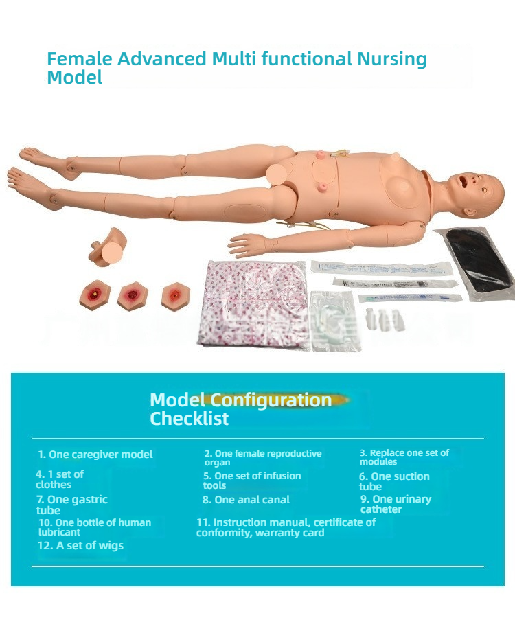 Mannequin d'entraînement à la soins infirmiers, femme, blanc (avec perruque)
