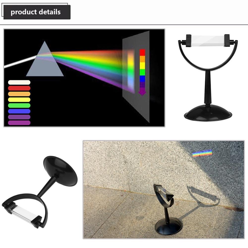 thumbnail image 2 of Optical Glass Light Spectrum Teaching Physics Tool Optical Glass Triangular Prism With Stand - Physics Light Spectrum Teaching Tool Physics Teaching Equipment 2 of 13