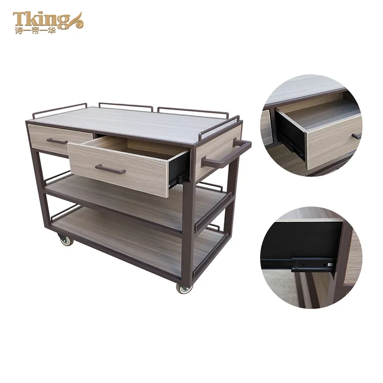 High-quality With Drawers And Protection Bar Design Food Service Carrito Hotel & Restaurant Kitchen Trolley