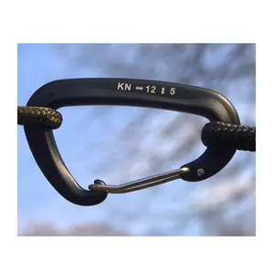 Karabiner Black 5KN Hammock Wire Gate Backpack Locking Hooks 12kn Carabiner Custom Logo Mosquetones Karabiner