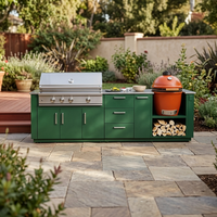 Cuisine extérieure haut de gamme Hryley en acier inoxydable 304, résistante à l'humidité, avec îlot barbecue et armoire
