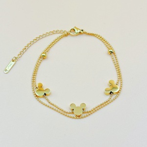 Gioielli raffinati in acciaio inox <span class=keywords><strong>topolino</strong></span> doppio braccialetto da donna oro placcato 18K Charms gioielli in acciaio inox - Product Image 1