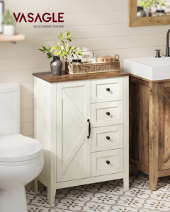 Mobiletto da <span class=keywords><strong>bagno</strong></span> <span class=keywords><strong>VASAGLE</strong></span> collezione LIRY, stile rustico, con 4 cassetti, mobiletto autoportante. - Product Image 1