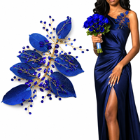 Appliques multifonctions pour femmes à coudre, en strass, feuilles métalliques, fleurs 3D en cristal, en PVC et feutre non tissé, pour chapeaux et bandeaux