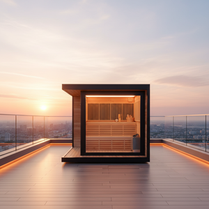 Sauna da Giardino Quadrata con Veranda, in Legno di Cedro Rosso <span class=keywords><strong>e</strong></span> Pino Bianco, Dotata di Stufa, Vendita all'Ingrosso - Product Image 2