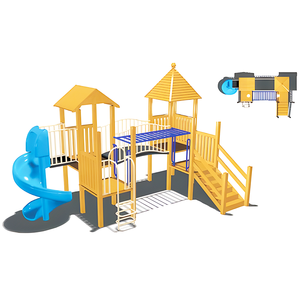 Gran parque de jardín al aire libre de Madera Juguetes paseos tobogán columpio Conjunto Parque infantil Casa de juegos tobogán - Product Image 3