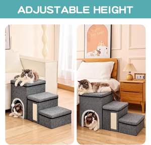 Moderne design honden trap, huisdier trap, opbergkast voor kleine honden en oudere katten, 3-traps - Product Image 4