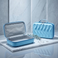 Étui de rangement portable en EVA rigide pour maquillage, motif vague 3D, antichoc, boîte de rangement de voyage pour gadgets électroniques avec poignée