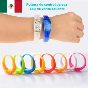 Gran oferta mexicana atmosfera de fiesta pulsera personalizada led pulsera de controle de voz LED pulseira