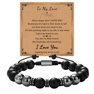 Pulsera de regalo de piedra curativa de cristal de piedras preciosas curativas naturales para novio amado padre hombres <span class=keywords><strong>a</strong></span> granel con <span class=keywords><strong>palabras</strong></span> inspiradoras - Product Image 4