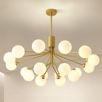 Lustre en cristal créatif LED pour salon en cuivre, boule de cristal décorative