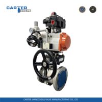 Vanne à boisseau sphérique à double action/à rappel par ressort en acier au carbone, 2 pièces, avec actionneur pneumatique à bride, personnalisable OEM, joint rigide haute performance