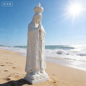 Decoración de Jardín para Iglesia, Estatua de Nuestra Señora de Fátima en Mármol, Tallada a Mano, Diseño Europeo Tradicional, Personalizada - Product Image 6
