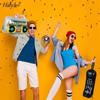 2 Pieces Gonflable Radio Boombox Gonflable Mobile Phone Props pour 80s 90s Party Decorations SET731