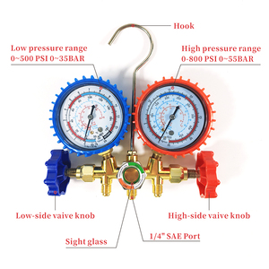 Conjunto de Ferramentas de Refrigeração de Ar Condicionado Automotivo com Manifold Duplo para Diagnóstico de AC e Medidor de Pressão - Product Image 2