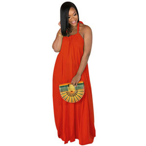 Vestido de Verano para <span class=keywords><strong>Mujer</strong></span>, Sexy, Delgado y Ligero, <span class=keywords><strong>Espalda</strong></span> Descubierta, Holgado, Color Sólido - Product Image 1