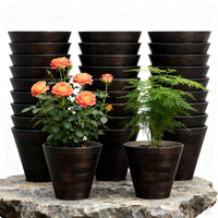 Grand pot de fleurs moderne en plastique PP, sculpté à la main, écologique, durable, léger, avec fonction d'arrosage, pour la maison