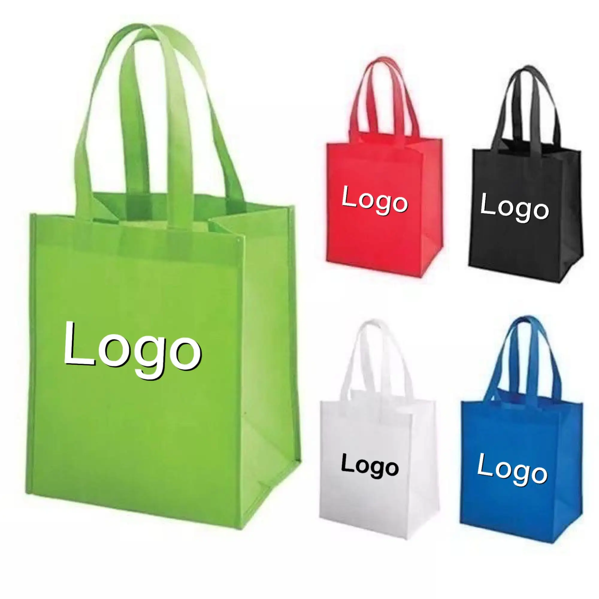 Custom carry folding reusable grocery shopping tote pp nonwoven non woven shopping bag reusable non-woven bag with logos
