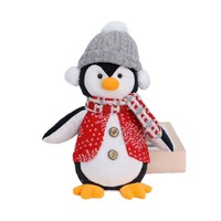 Décoration de Noël en forme de pingouin, figurine debout, fournitures de décoration, plastique, polyester, PVC, cadeau de dessin animé