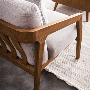Nordico in legno massello Chaise Longue semplice tessuto moderno divano reclinabile originale colore legno fabbrica diretta <span class=keywords><strong>soggiorno</strong></span> mobili - Product Image 2
