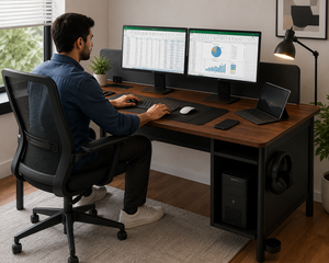 Bureau d'ordinateur moderne et simple en bois, réglable, avec étagère de rangement et grand espace pour les jambes, idéal pour le travail à domicile ou l'étude. - Product Image 4