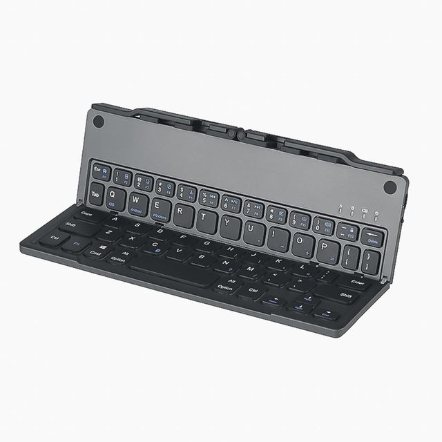 Mini Ultra Thin Portable Foldable Bluetooth Rechargeable BT Wireless Folding Keyboard with Hidden Bracket