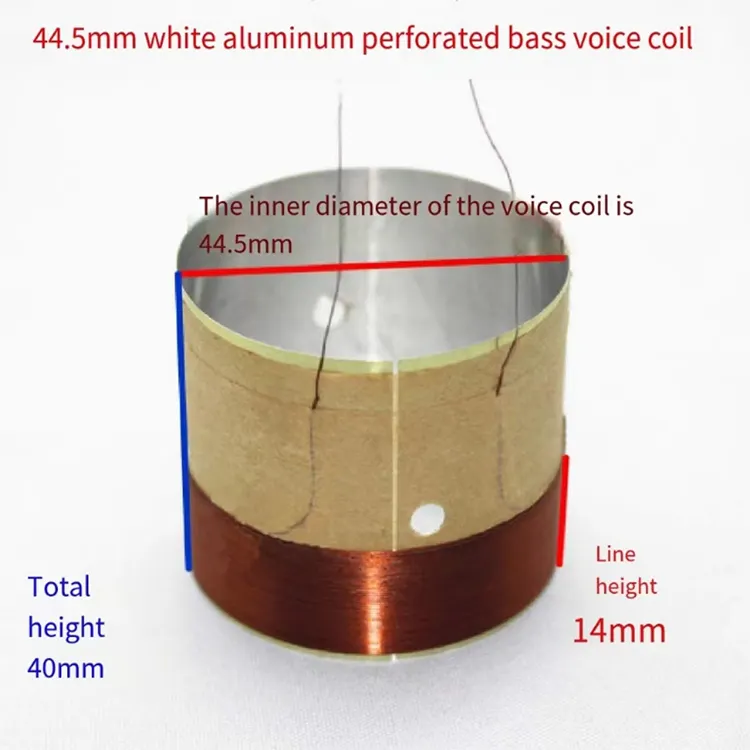 44.5mm 베이스 코일 화이트 알루미늄 울리는 공기 통풍구 2 층 순수 구리선 44.5 베이스 코일 혼 액세서리