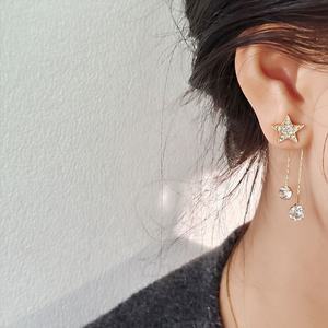 Pendientes de Moda con Borla de Pentagrama y Diamantes en Forma de Estrella, Chapados en Oro, de Aleación de Zinc, para Mujer, Venta al Por Mayor - Product Image 3