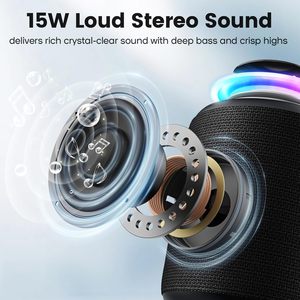 Haut-parleur Bluetooth Deeyaple 15W étanche portable avec lumières pour les voyages et l'extérieur - Product Image 2