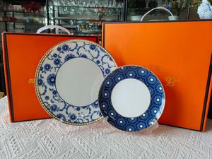 Service de table en porcelaine fine bleue et blanche, style chinois, assiette, tasse, soucoupe, boîte cadeau, motifs multiples, personnalisable - Product Image 4