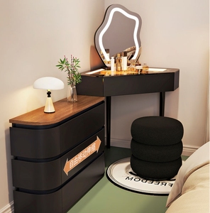 Nuova Toeletta Angolare Moderna in Legno Massello per Piccoli Appartamenti con Specchio Illuminato e Cassetti Integrati per Camera da Letto e Cosmetici - Product Image 2