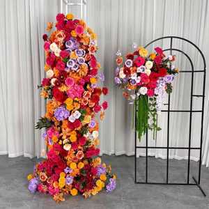 Arco de Flores Artificiales Rosas para Decoración de Bodas, Camino de Flores de Tela para Pasillo, Fondo de Arco de Flores Blancas y Rosas para Boda - Product Image 6