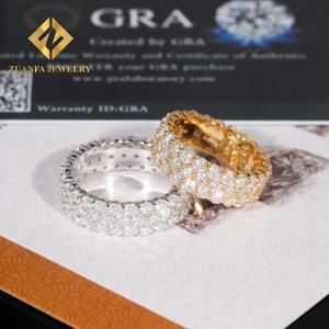 Anillos de Hombre con Moissanita de 3 Hileras, Diseño Nuevo, Chapados en Oro, Plata 925, Moissanita que Pasa el Test de Diamantes, Joyería Fina - Product Image 2
