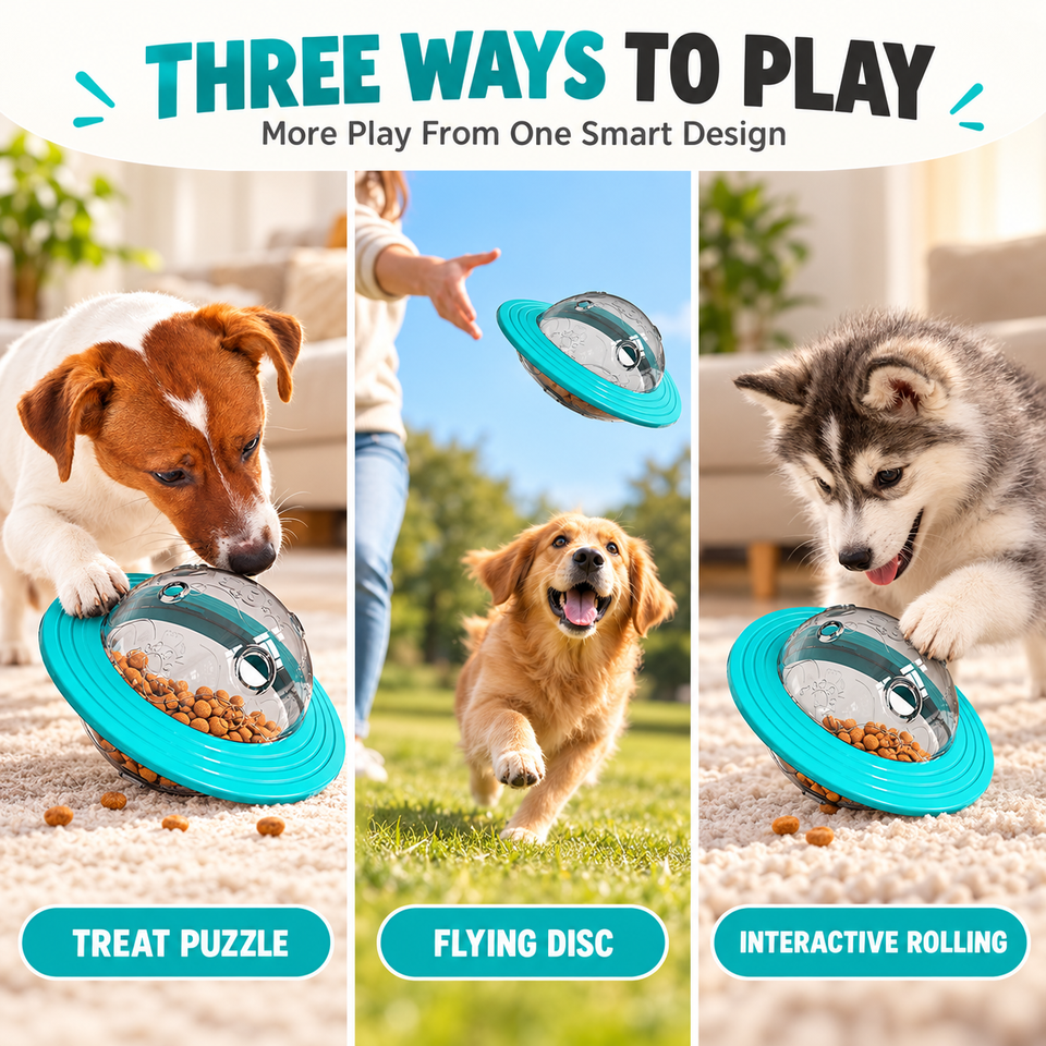 Slow Time Samples UFO Dog Treat Dispenser Interactive Puzzle Slow Feeder Toy Food ...