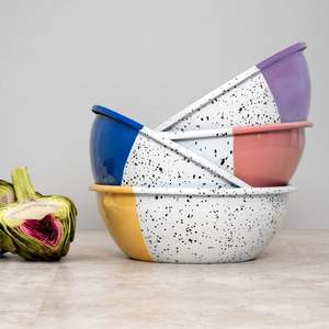 <span class=keywords><strong>2022</strong></span>การออกแบบใหม่ส่วนบุคคล OEM ครึ่งสีจุดด่างดำเหล็กคาร์บอนโลหะผสมเคลือบชามสลัด - Product Image 1