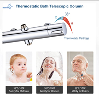 Ensemble de robinetterie de douche thermostatique avec pommeau rond de 8 pouces en or brossé et mitigeur apparent