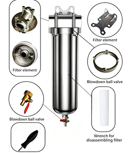 Contenitore per Filtro Liquidi Jumbo da 10, 20, 40 Pollici, Tipo Blu, in Acciaio Inossidabile per Sistemi Industriali - Product Image 3