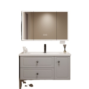 Basin and Vanity Mirror Farmhouse & Hospital Use Complete Bathroom Vanity White Wall-Hung Bathroom Cabinet with Ceramic - Product Image 1