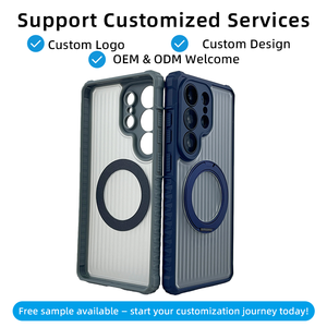 Cover Magnetica per Cellulare con Supporto Girevole, Effetto Pelle Smerigliata, Custodia 17 Pro Max, Ingrosso per Samsung S26 S25 Ultra - Product Image 1