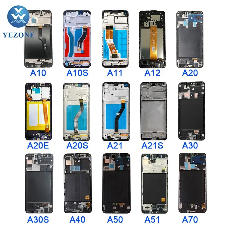 Lcd Pantallas พร้อมกรอบหน้าจอแสดงผล,ดิจิไทเซอร์สำหรับโทรศัพท์มือถือ Samsung Galaxy A10S A20S A30S A12 A20 A50S S20 A70